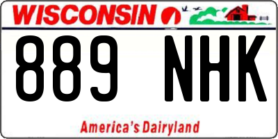 WI license plate 889NHK