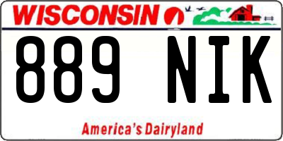 WI license plate 889NIK