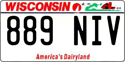 WI license plate 889NIV