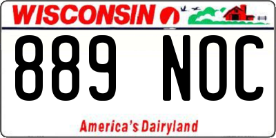 WI license plate 889NOC
