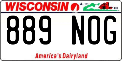 WI license plate 889NOG