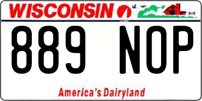 WI license plate 889NOP