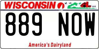 WI license plate 889NOW