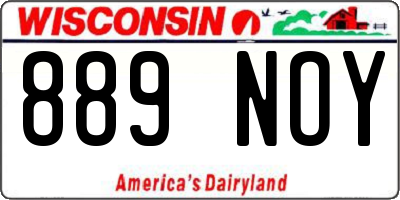 WI license plate 889NOY