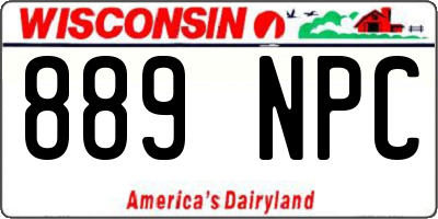 WI license plate 889NPC