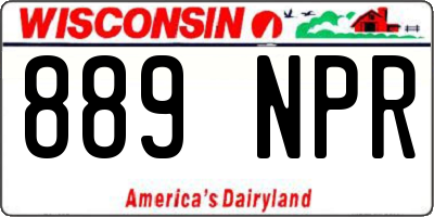 WI license plate 889NPR
