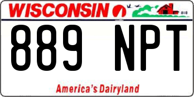 WI license plate 889NPT