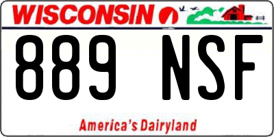 WI license plate 889NSF