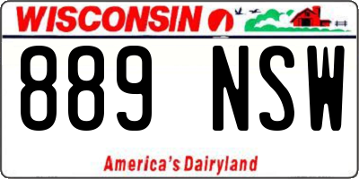 WI license plate 889NSW
