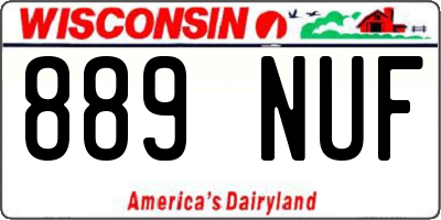 WI license plate 889NUF