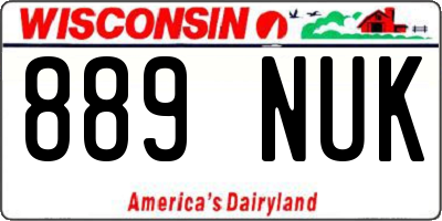 WI license plate 889NUK