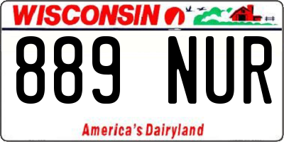 WI license plate 889NUR