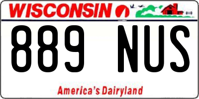 WI license plate 889NUS