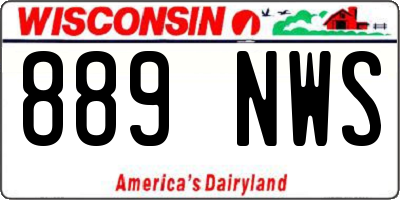 WI license plate 889NWS