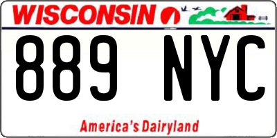 WI license plate 889NYC