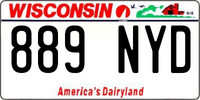 WI license plate 889NYD
