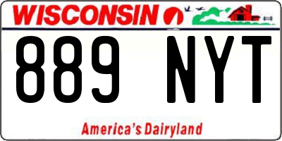 WI license plate 889NYT