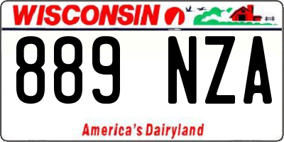 WI license plate 889NZA