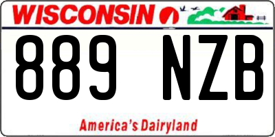 WI license plate 889NZB