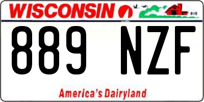 WI license plate 889NZF