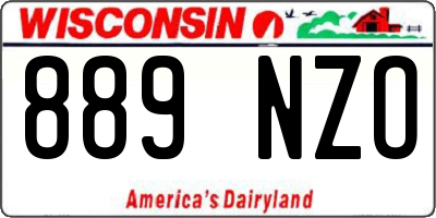 WI license plate 889NZO