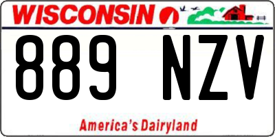 WI license plate 889NZV