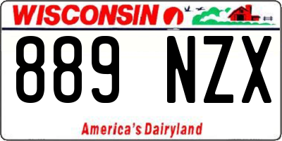 WI license plate 889NZX