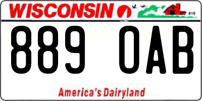 WI license plate 889OAB