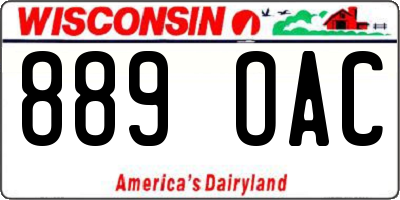 WI license plate 889OAC