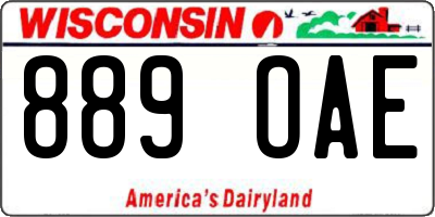 WI license plate 889OAE
