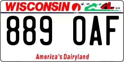 WI license plate 889OAF