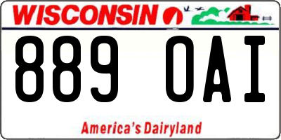 WI license plate 889OAI