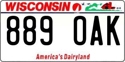 WI license plate 889OAK