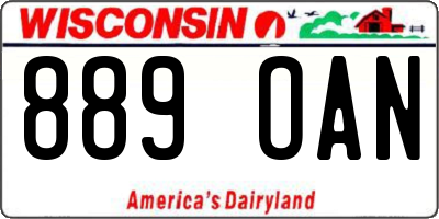 WI license plate 889OAN