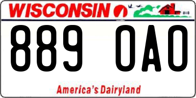 WI license plate 889OAO