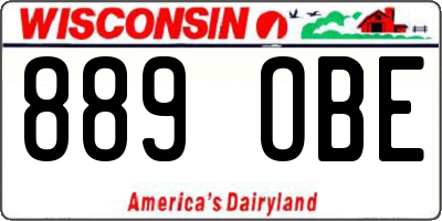 WI license plate 889OBE