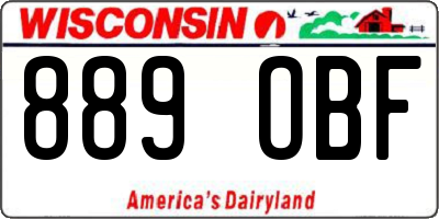 WI license plate 889OBF