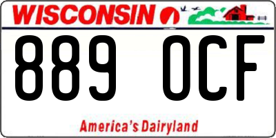 WI license plate 889OCF