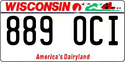 WI license plate 889OCI