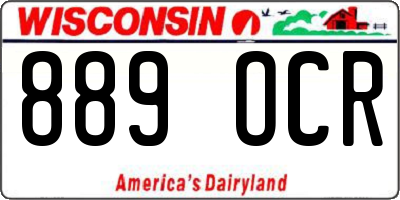 WI license plate 889OCR