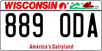 WI license plate 889ODA