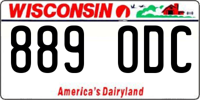 WI license plate 889ODC
