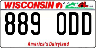 WI license plate 889ODD