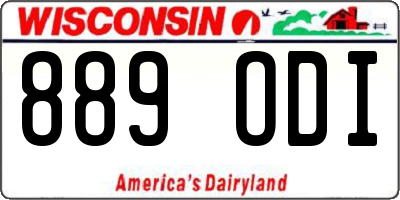 WI license plate 889ODI