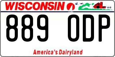 WI license plate 889ODP