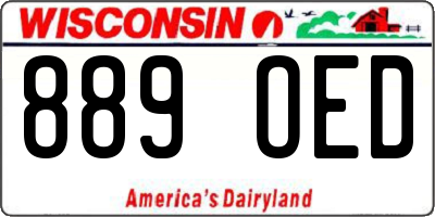 WI license plate 889OED
