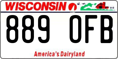 WI license plate 889OFB