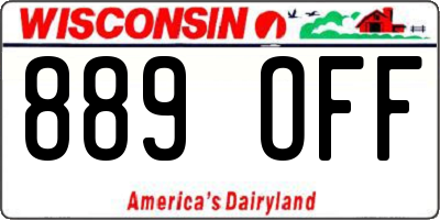 WI license plate 889OFF