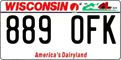 WI license plate 889OFK