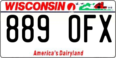WI license plate 889OFX